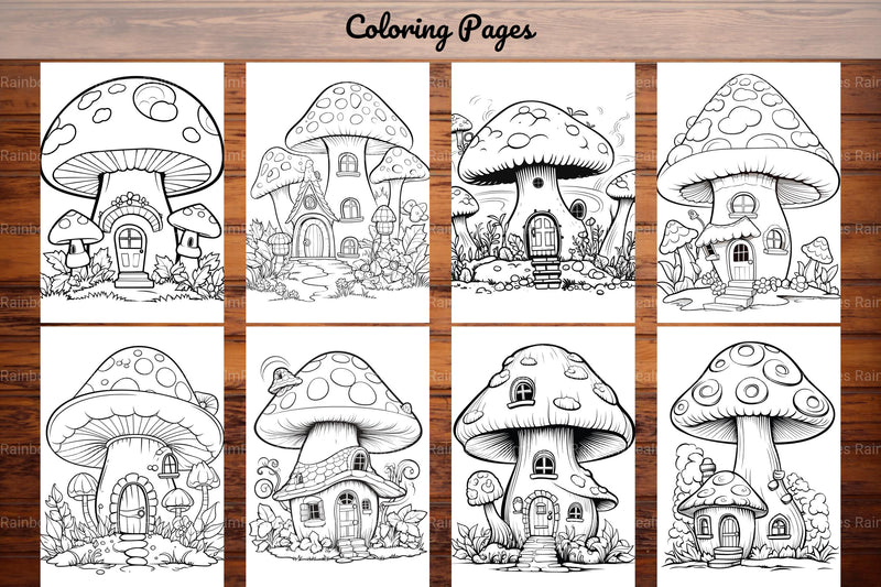 Mushroom Houses Coloring Book - CraftNest - Digital Crafting and Art