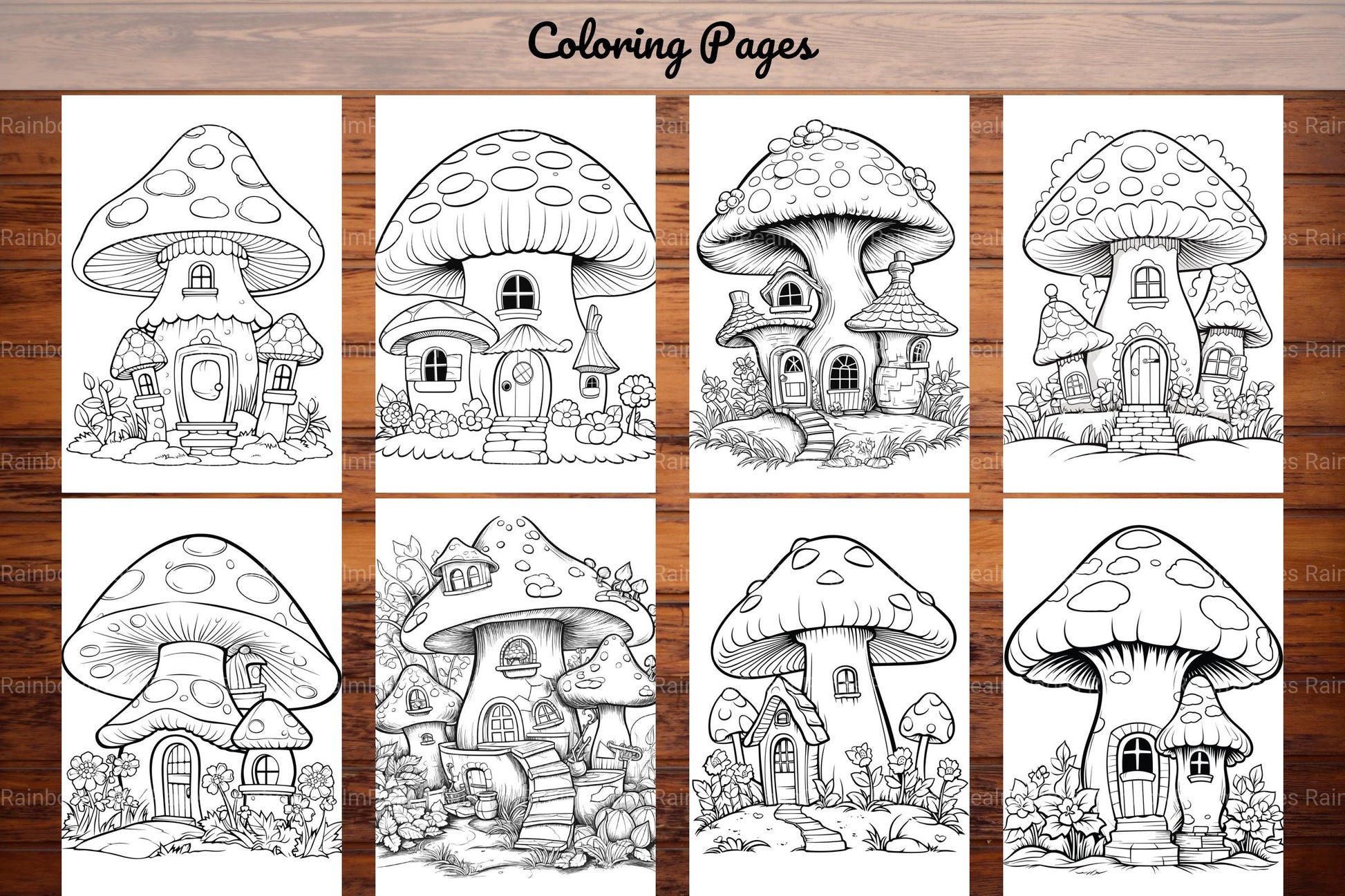 Mushroom Houses Coloring Book - CraftNest - Digital Crafting and Art