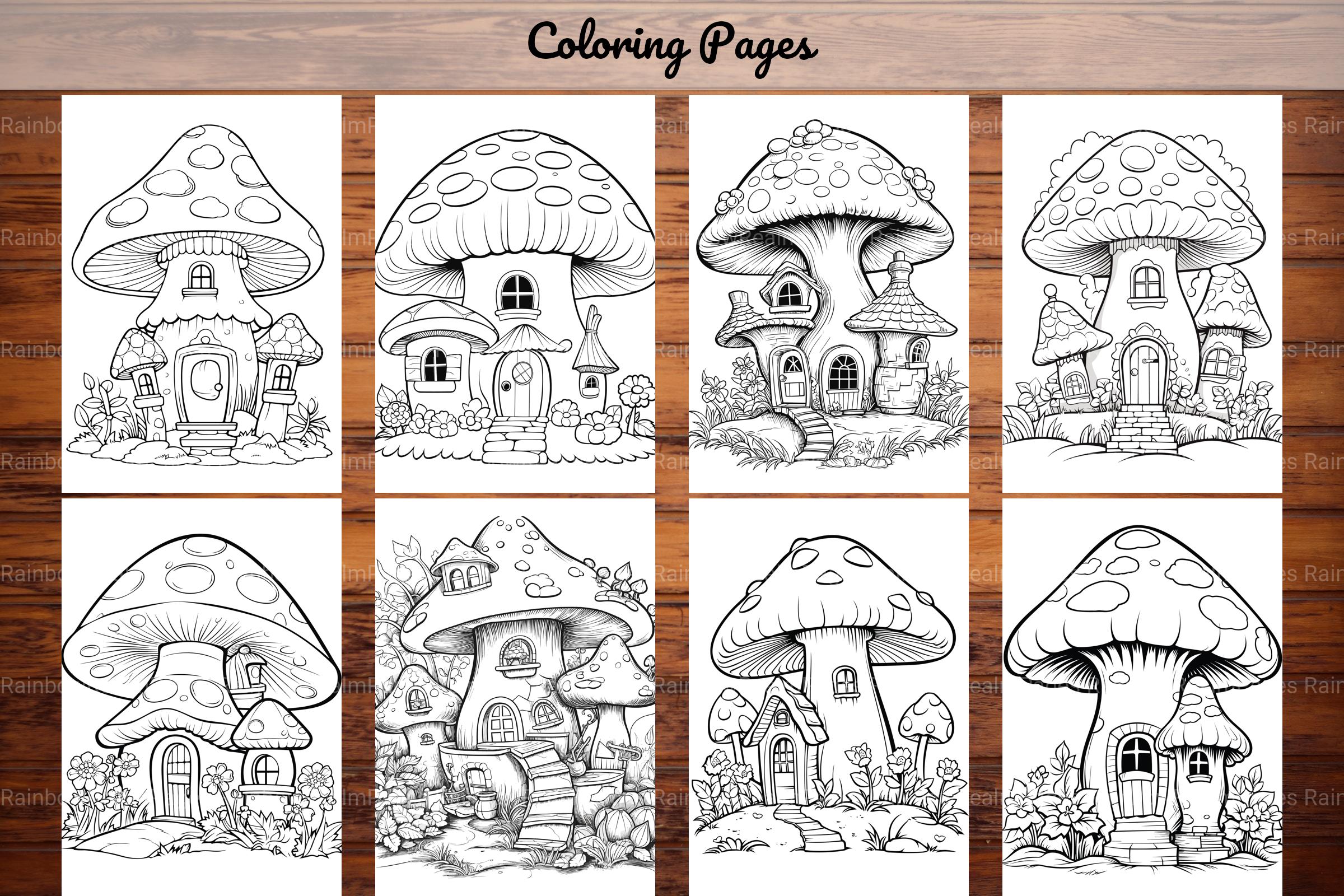 Mushroom Houses Coloring Book - CraftNest - Digital Crafting and Art
