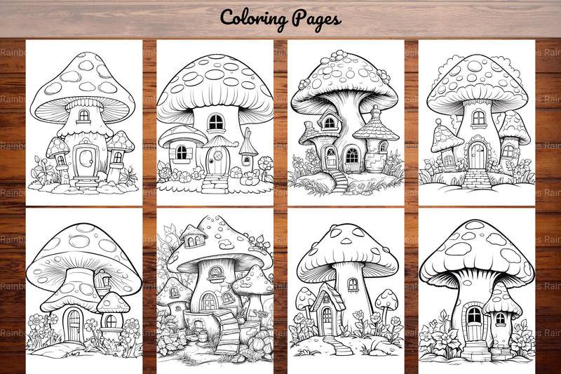 Mushroom Houses Coloring Book - CraftNest - Digital Crafting and Art