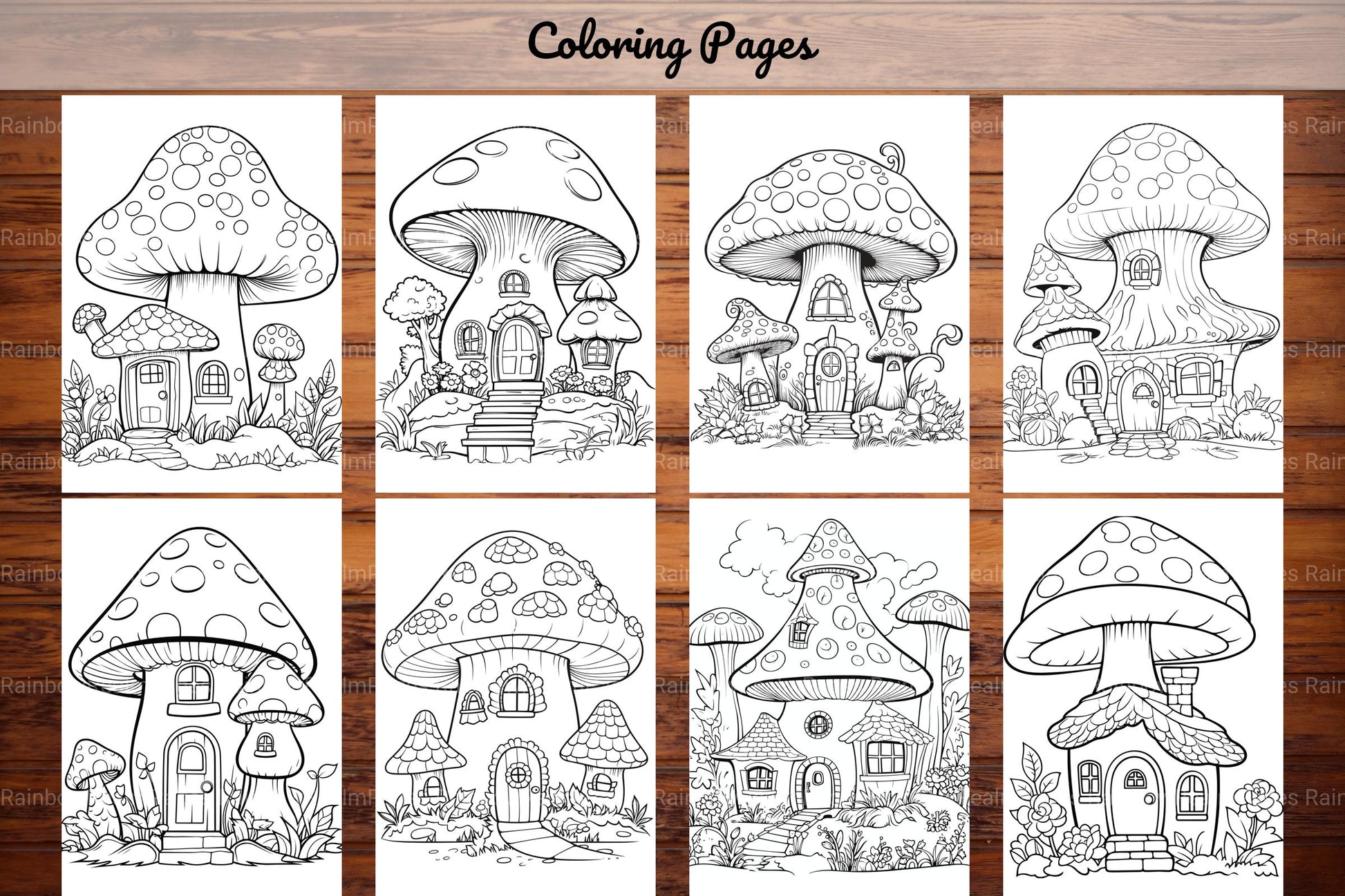 Mushroom Houses Coloring Book - CraftNest - Digital Crafting and Art