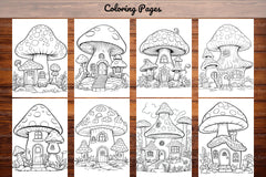 Mushroom Houses Coloring Book - CraftNest - Digital Crafting and Art