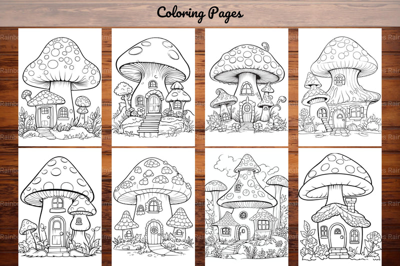 Mushroom Houses Coloring Book - CraftNest - Digital Crafting and Art