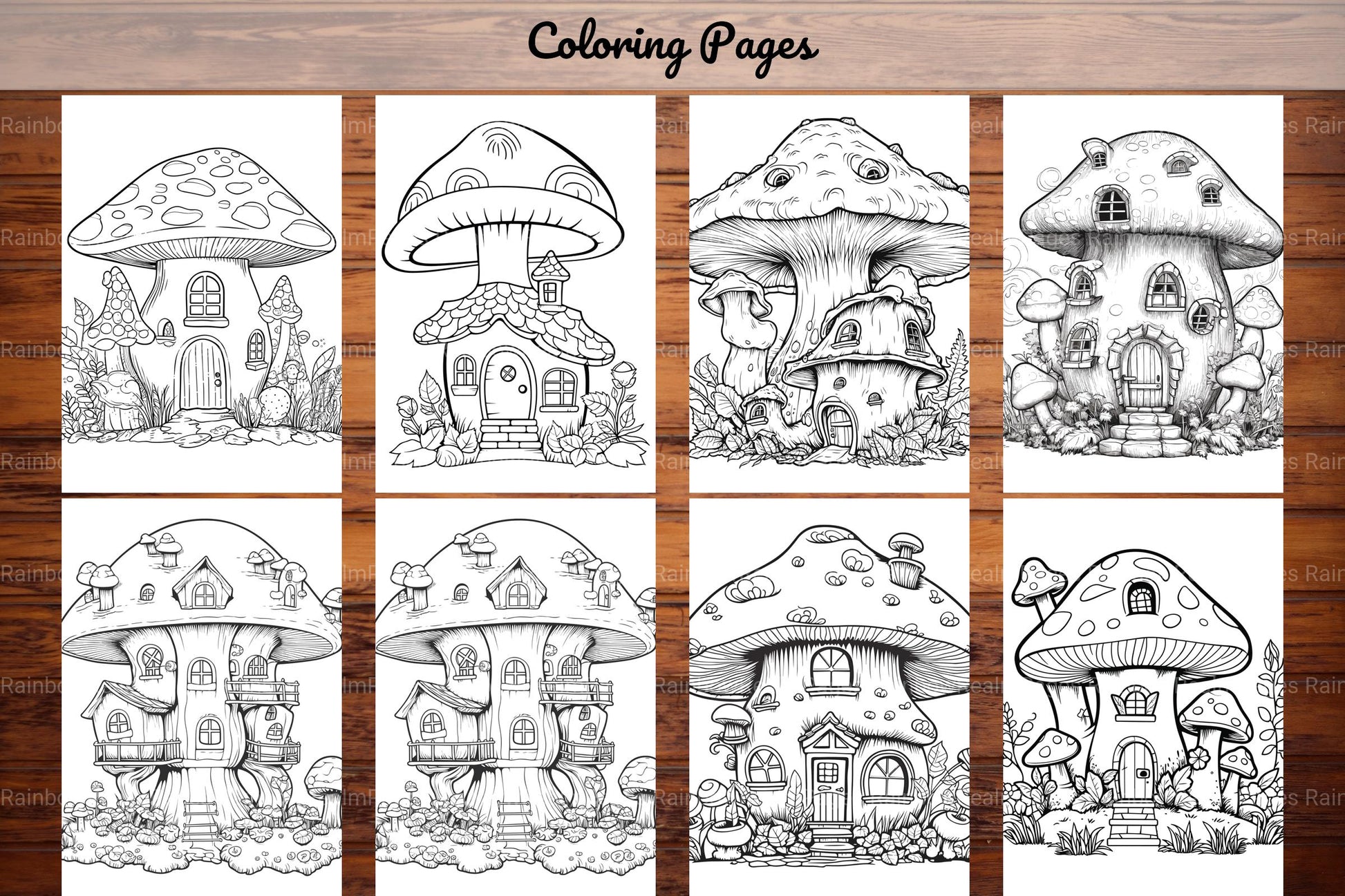Mushroom Houses Coloring Book - CraftNest - Digital Crafting and Art
