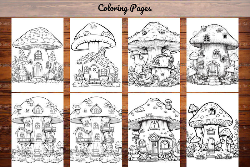 Mushroom Houses Coloring Book - CraftNest - Digital Crafting and Art