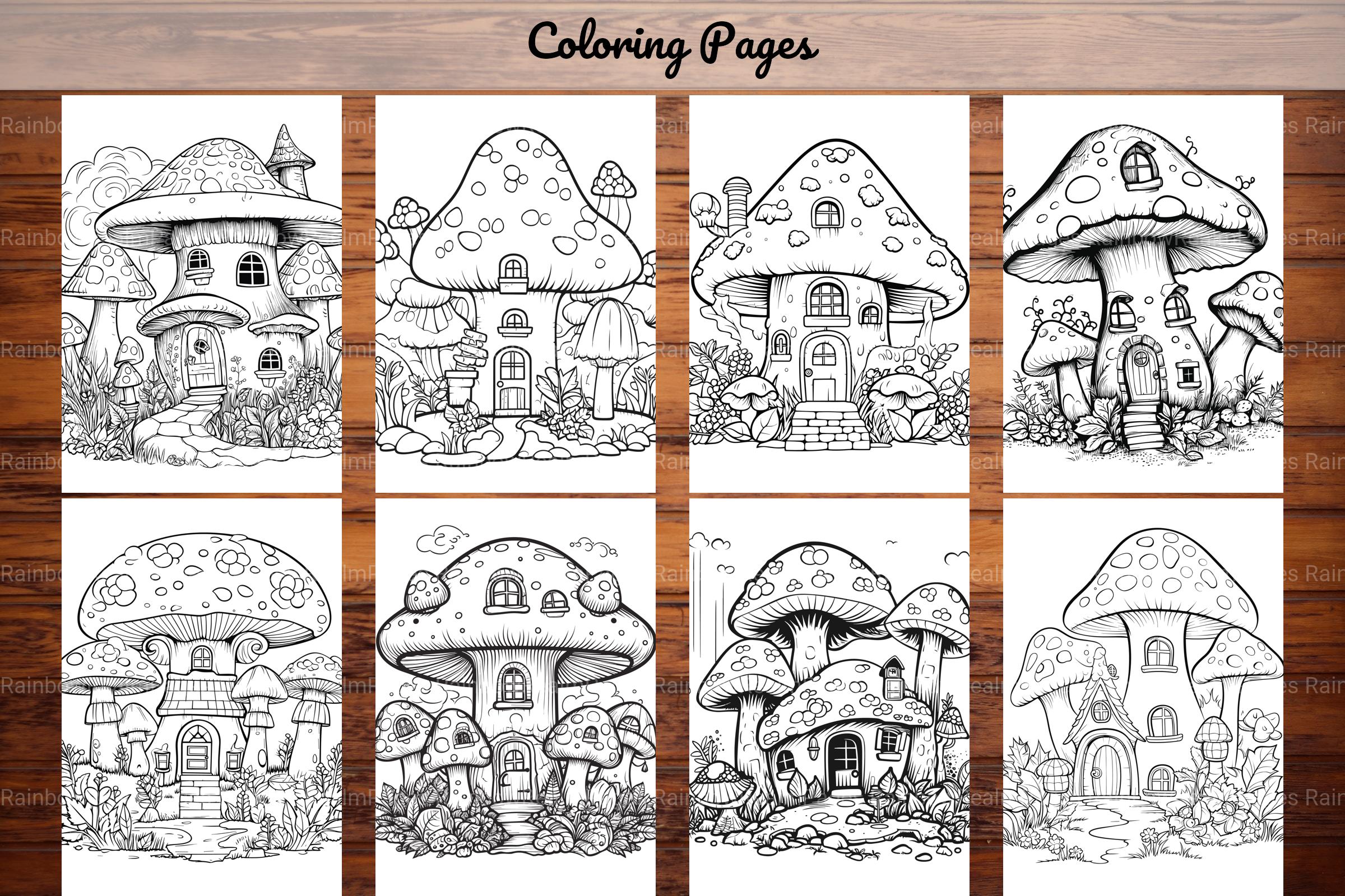 Mushroom Houses Coloring Book - CraftNest - Digital Crafting and Art