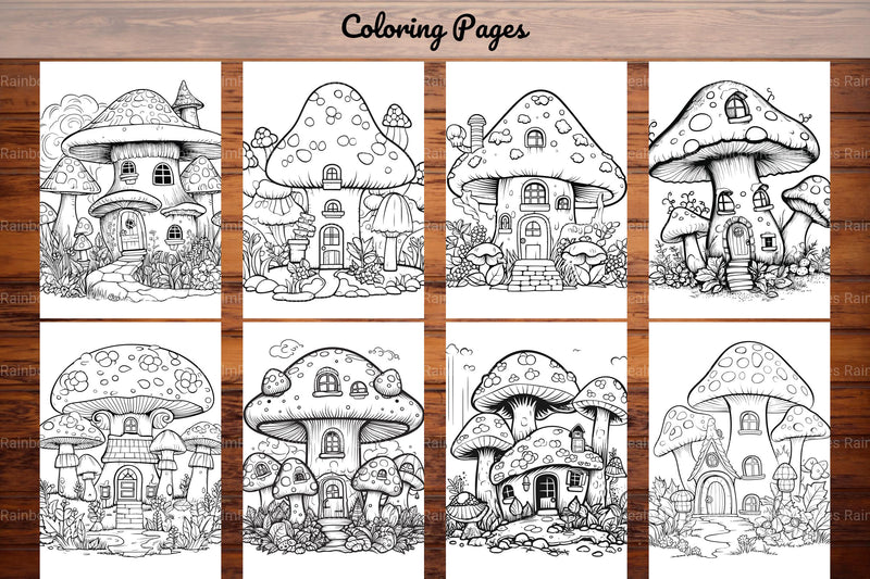 Mushroom Houses Coloring Book - CraftNest - Digital Crafting and Art