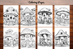 Mushroom Houses Coloring Book - CraftNest - Digital Crafting and Art