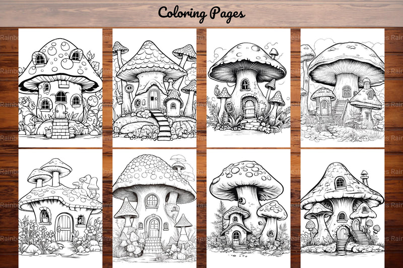 Mushroom Houses Coloring Book - CraftNest - Digital Crafting and Art