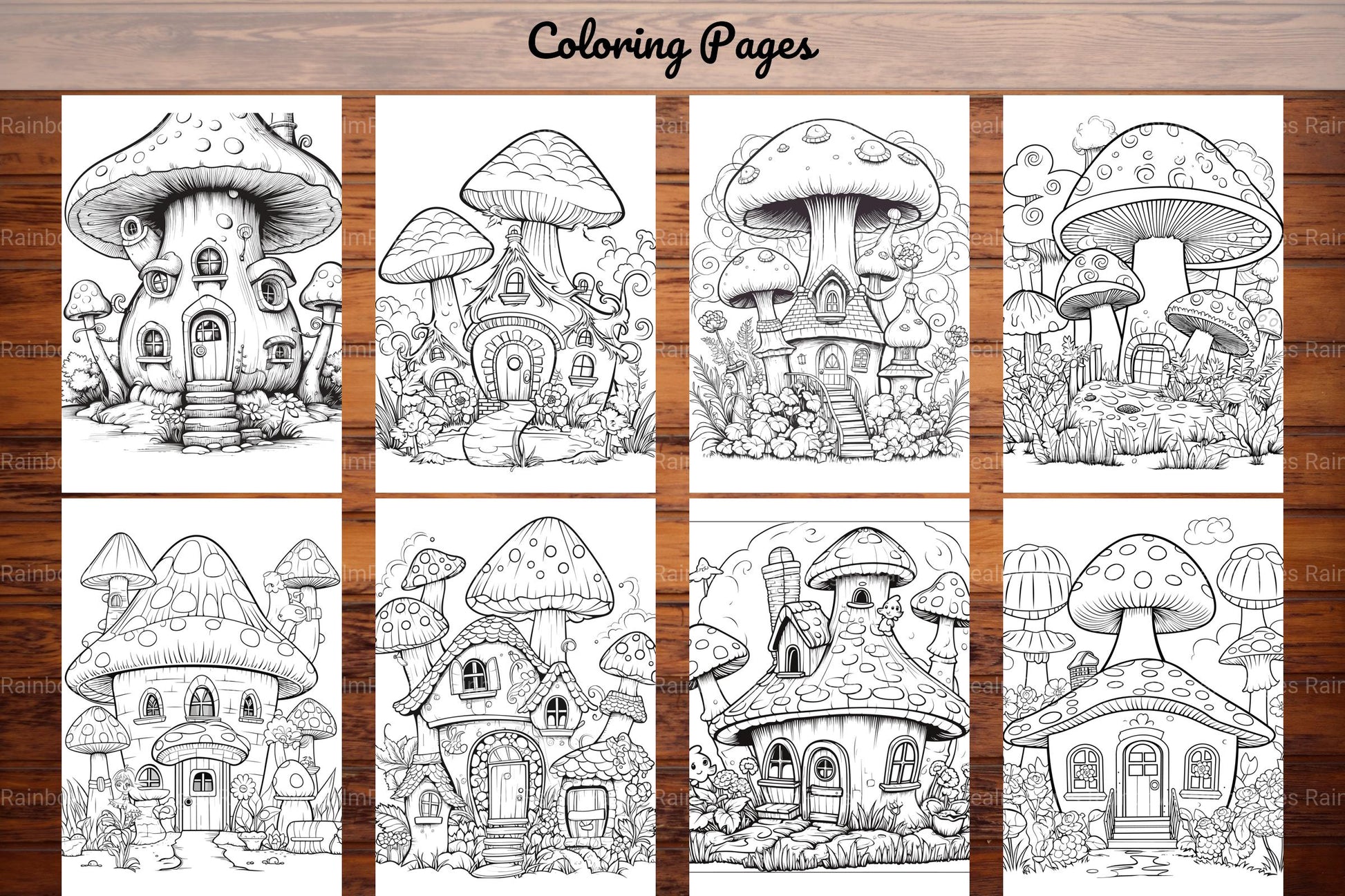 Mushroom Houses Coloring Book - CraftNest - Digital Crafting and Art