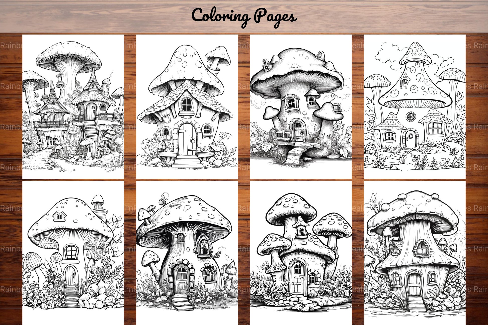 Mushroom Houses Coloring Book - CraftNest - Digital Crafting and Art