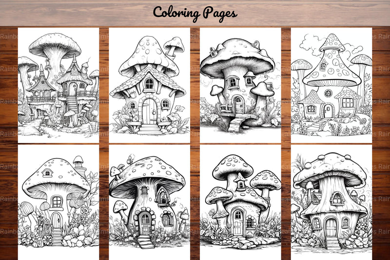 Mushroom Houses Coloring Book - CraftNest - Digital Crafting and Art