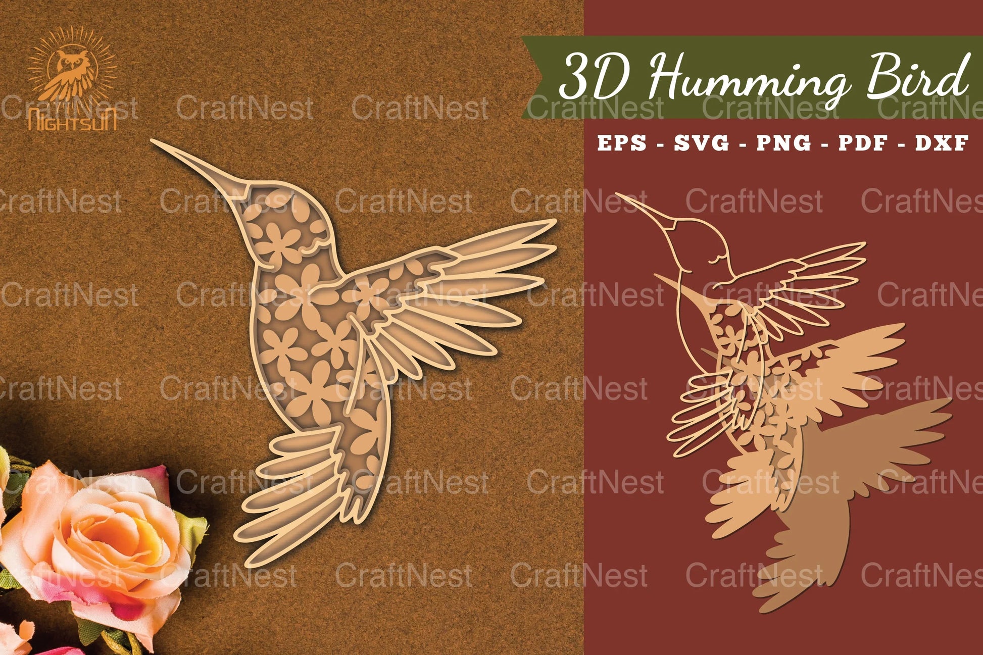 Hummingbird 3D Lasercut Clipart Bundle - CraftNest - Digital Crafting and Art