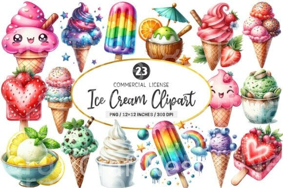 Ice Cream Clipart Bundle 1 - CraftNest - Digital Crafting and Art