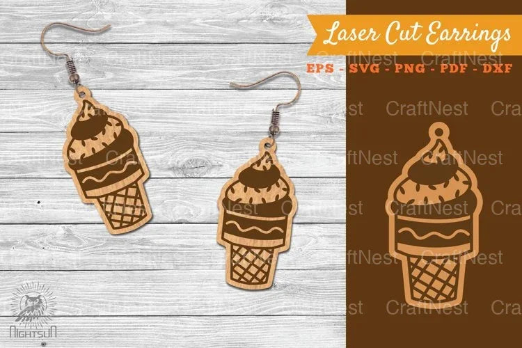 Ice Cream Laser Cut Earrings SVG Bundle - CraftNest - Digital Crafting and Art