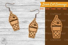 Ice Cream Laser Cut Earrings SVG Bundle - CraftNest - Digital Crafting and Art