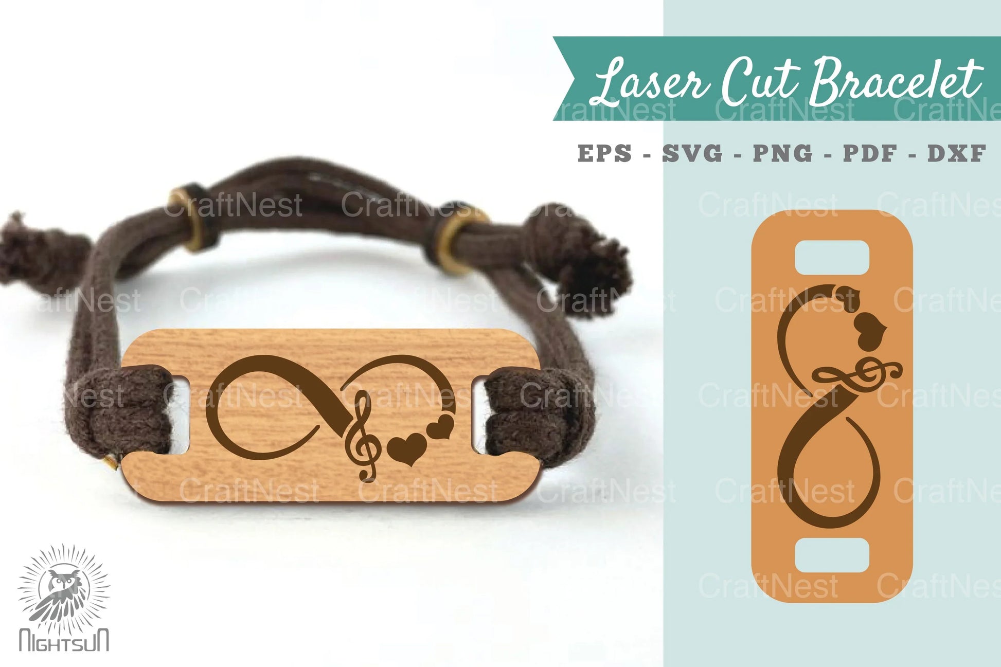 Infinity Music Laser Cut Bracelet Design Bundle - CraftNest - Digital Crafting and Art
