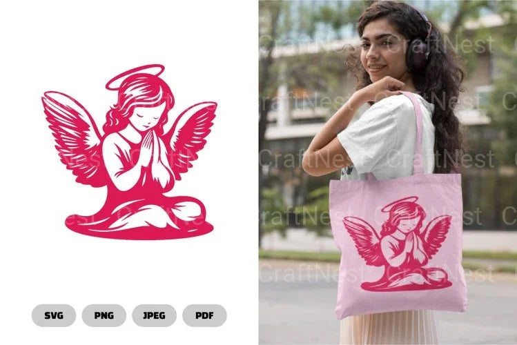 Isolated Praying Angel Stencil Clipart Bundle - CraftNest - Digital Crafting and Art