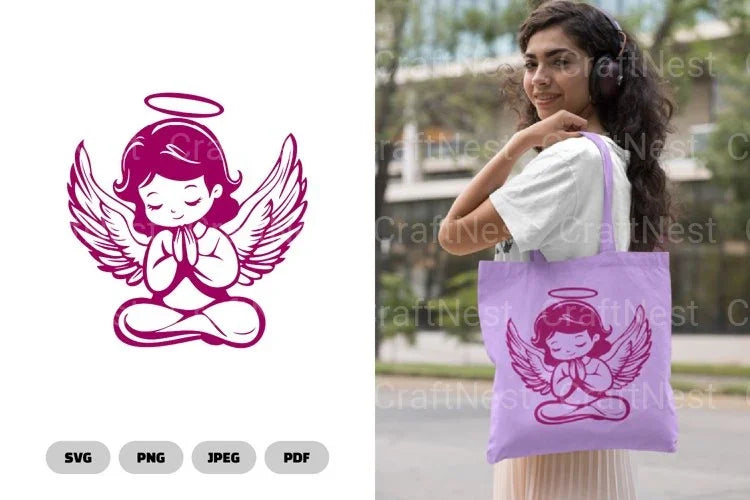 Isolated Praying Angel Stencil Clipart Bundle - CraftNest - Digital Crafting and Art