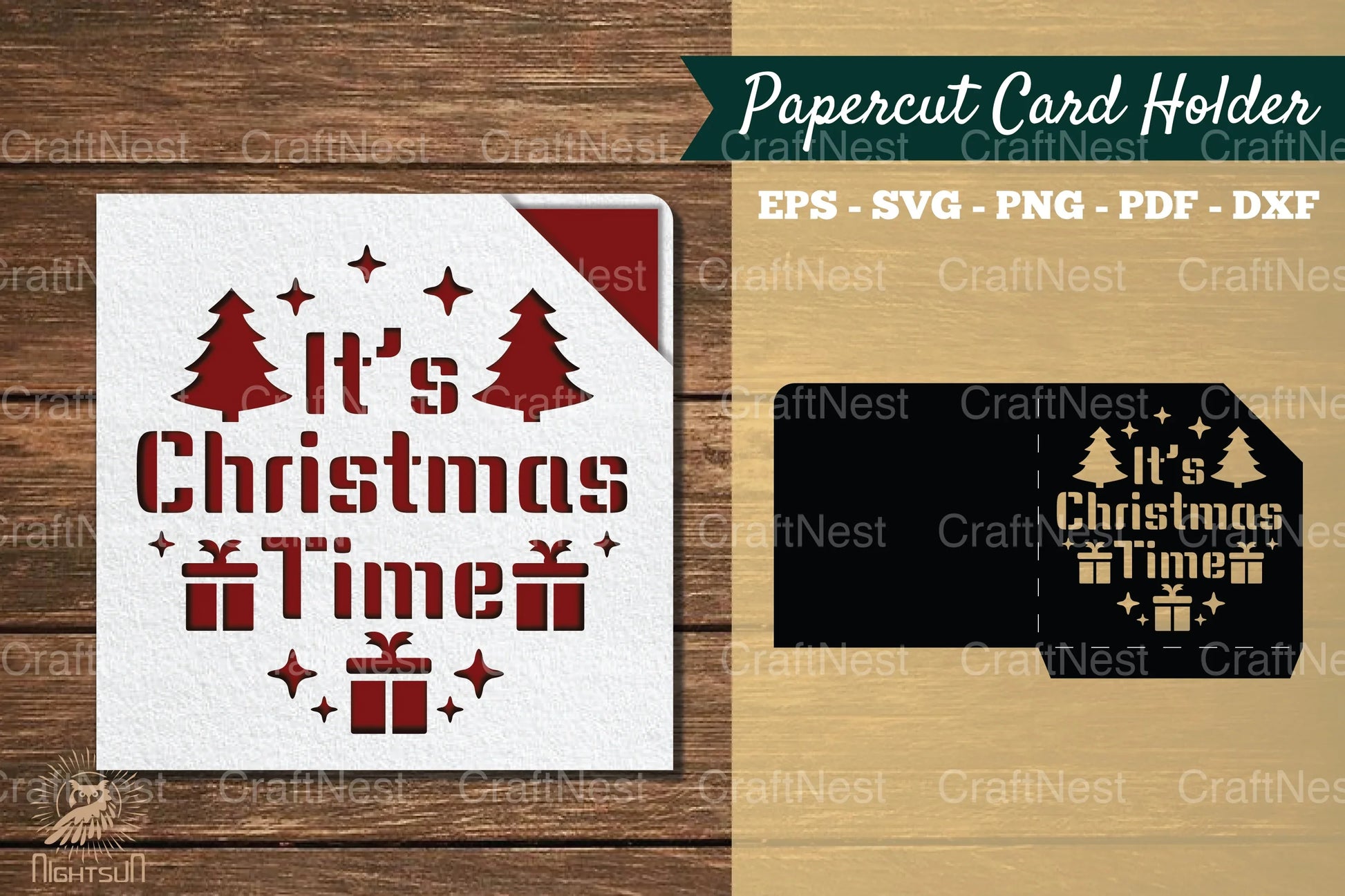 Christmas Time Papercut Card Holder SVG Bundle - CraftNest - Digital Crafting and Art