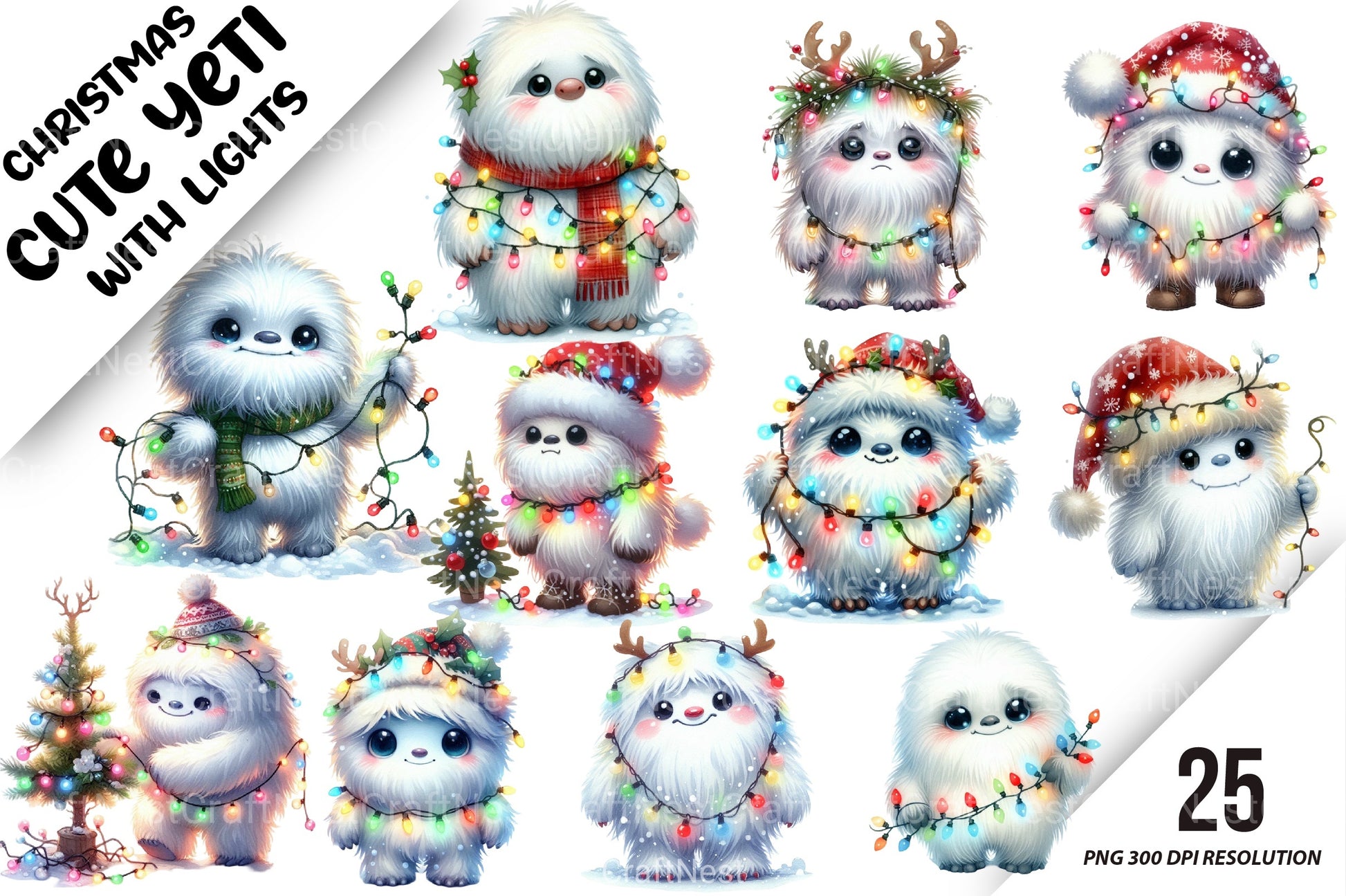 Christmas Cute Yeti Clipart Bundle - CraftNest - Digital Crafting and Art
