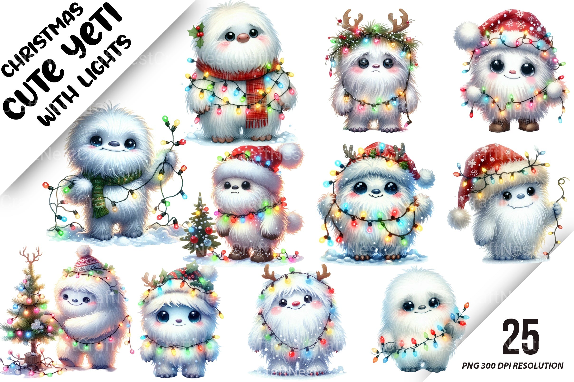 Christmas Cute Yeti Clipart Bundle - CraftNest - Digital Crafting and Art