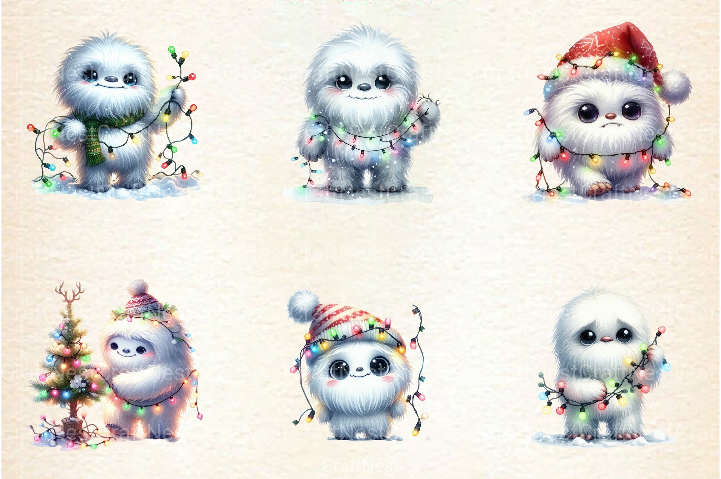 Christmas Cute Yeti Clipart Bundle - CraftNest - Digital Crafting and Art