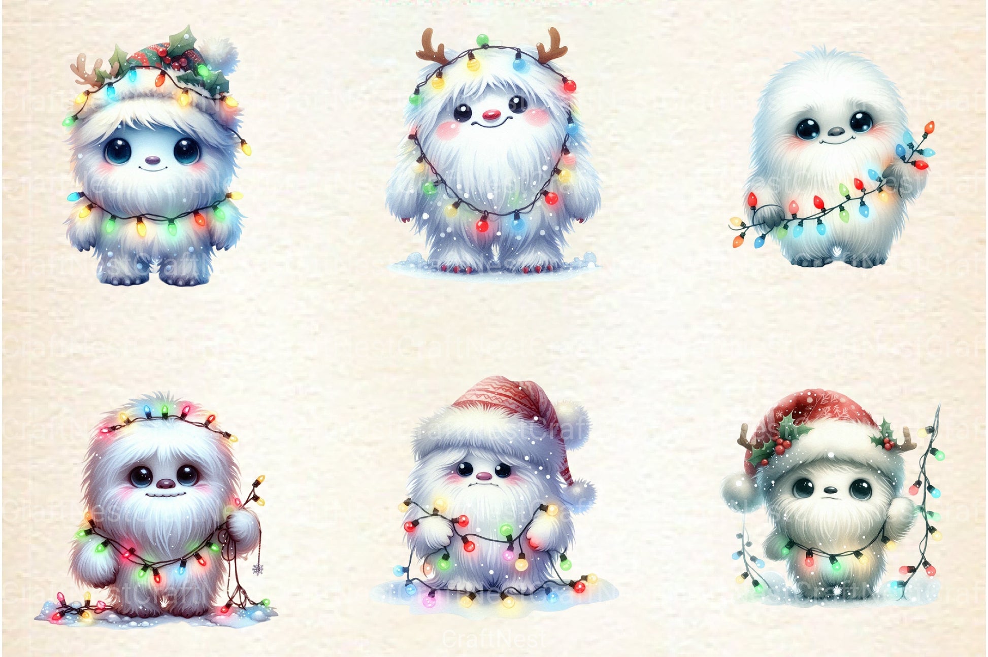 Christmas Cute Yeti Clipart Bundle - CraftNest - Digital Crafting and Art