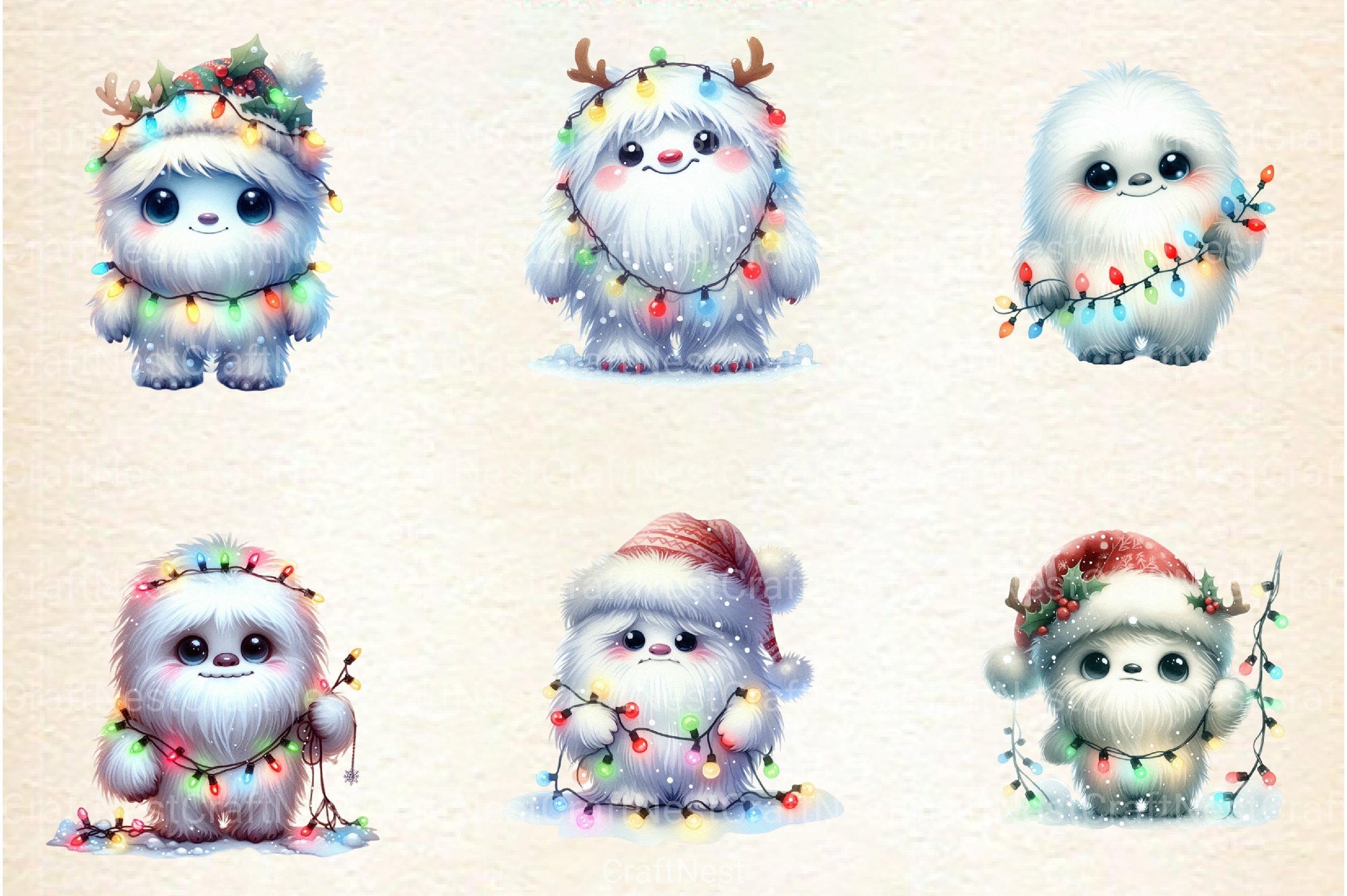 Christmas Cute Yeti Clipart Bundle - CraftNest - Digital Crafting and Art