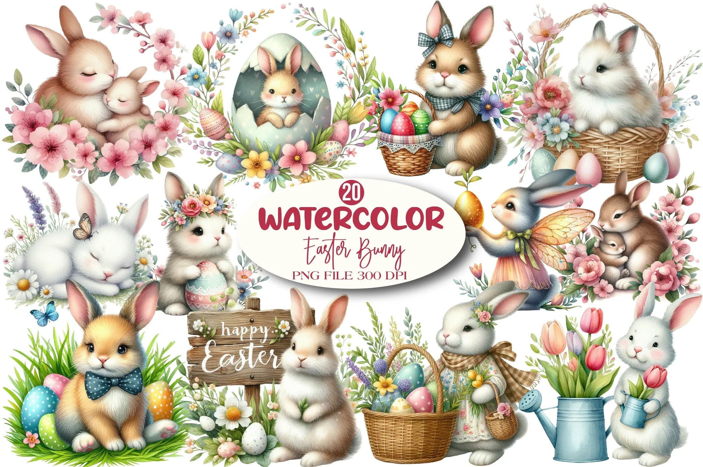 Easter Bunny Clipart Bundle - CraftNest - Digital Crafting and Art