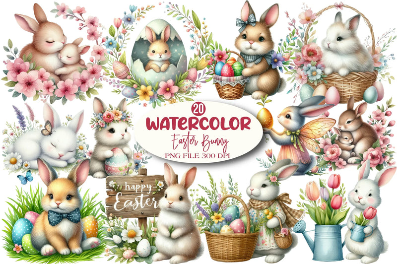 Easter Bunny Clipart Bundle - CraftNest - Digital Crafting and Art