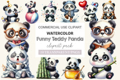 Funny Teddy Panda Clipart Bundle - CraftNest - Digital Crafting and Art
