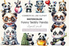Funny Teddy Panda Clipart Bundle