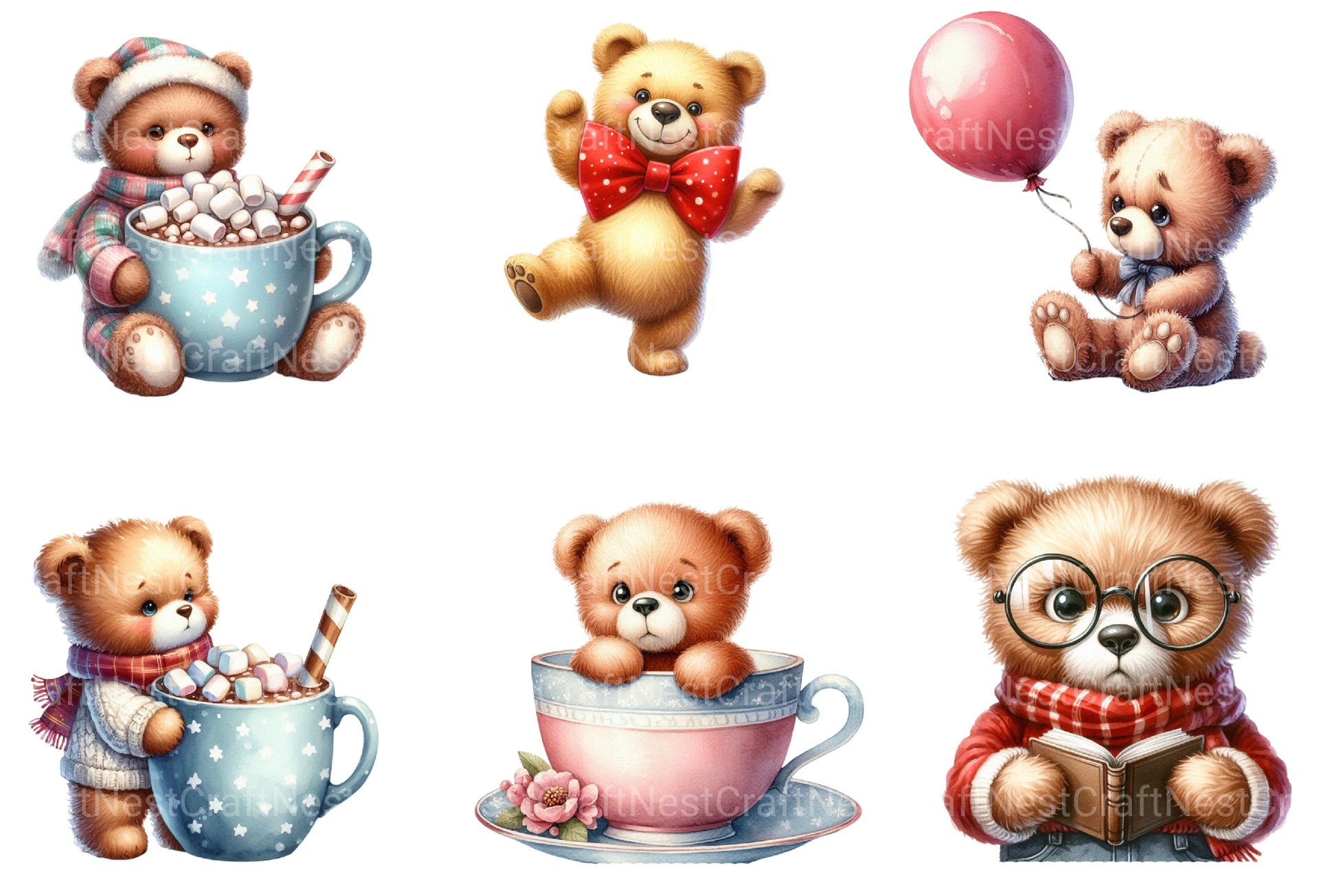 Funny Teddy Bear Clipart Bundle 2 - CraftNest - Digital Crafting and Art