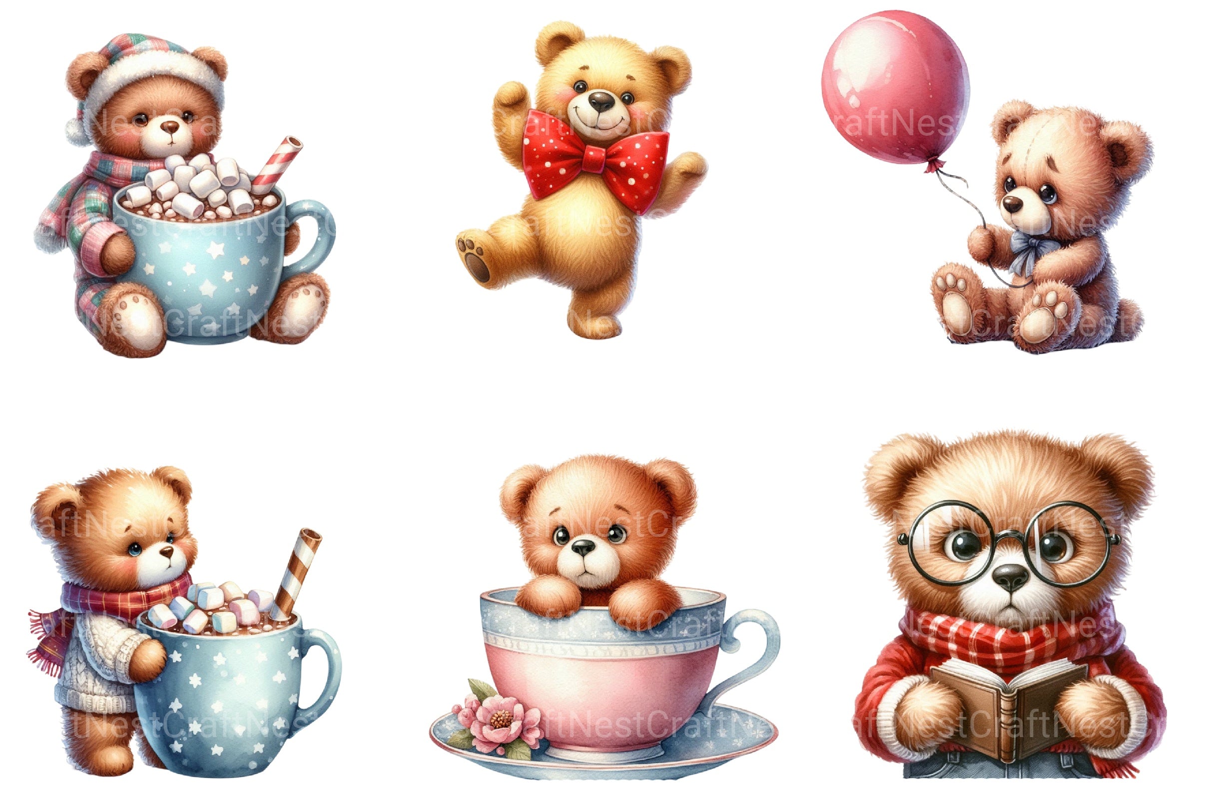 Funny Teddy Bear Clipart Bundle 2 - CraftNest - Digital Crafting and Art
