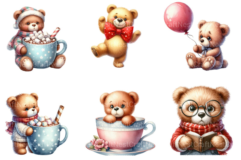 Funny Teddy Bear Clipart Bundle 2 - CraftNest - Digital Crafting and Art