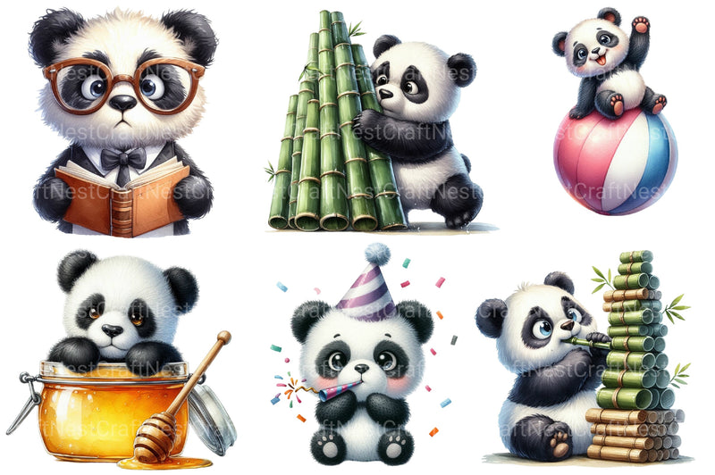 Funny Teddy Panda Clipart Bundle - CraftNest - Digital Crafting and Art