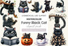 Funny Black Cat Clipart Bundle 4