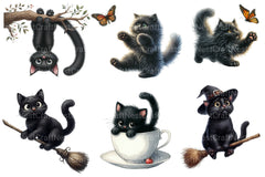 Funny Black Cat Clipart Bundle 4 - CraftNest - Digital Crafting and Art