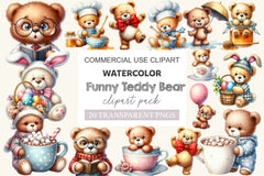 Funny Teddy Bear Clipart Bundle 2 - CraftNest - Digital Crafting and Art