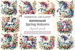 Spring Unicorn Clipart Bundle - CraftNest - Digital Crafting and Art