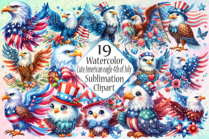 Cute American Eagle 4th of July Clipart Bundle - CraftNest - Digital Crafting and Art