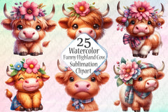 Funny Highland Cow Clipart Bundle - CraftNest - Digital Crafting and Art