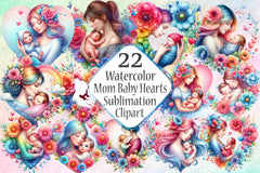 Mom and Baby Hearts Clipart Bundle - CraftNest - Digital Crafting and Art