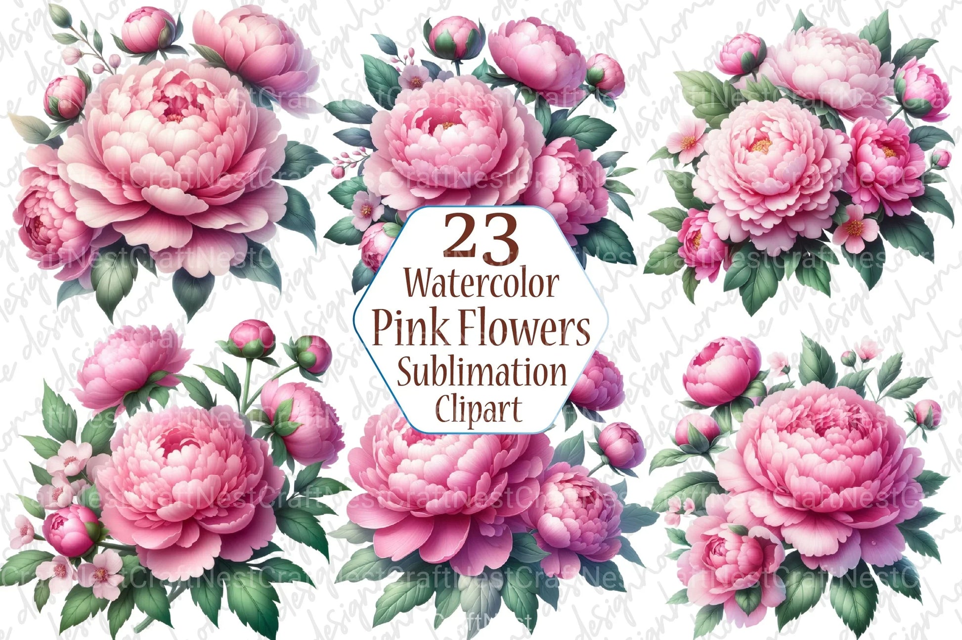 Pink Flowers Clipart Bundle 1 - CraftNest - Digital Crafting and Art