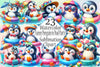 Funny Penguin Pool Party Clipart Bundle