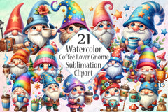 Coffee Lover Gnome Clipart Bundle - CraftNest - Digital Crafting and Art