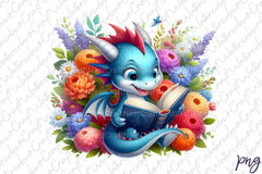 Cute Dragon Reading Clipart Bundle - CraftNest - Digital Crafting and Art