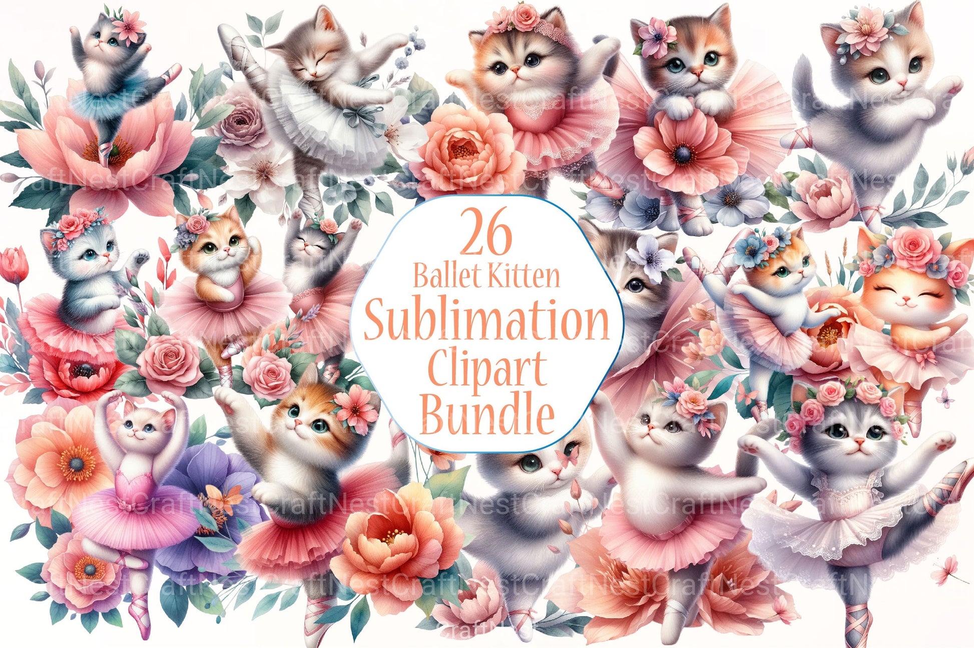 Ballet Kitten Clipart Bundle - CraftNest - Digital Crafting and Art