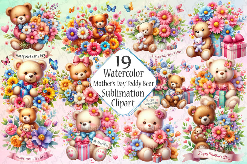 Mother's Day Teddy Bear Clipart Bundle 4 - CraftNest - Digital Crafting and Art